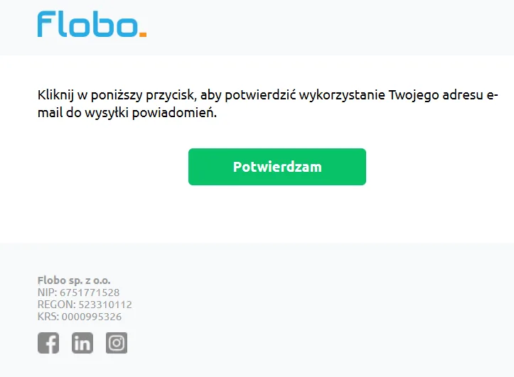 Mail z linkiem weryfikacyjnym