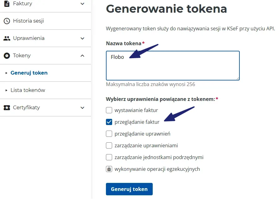 Integracja z KSeF - generowanie tokena w Krajowym Systemie E-faktur (KSeF)