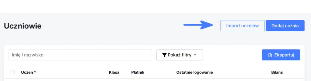Przycisk importu uczniów w panelu Flobo