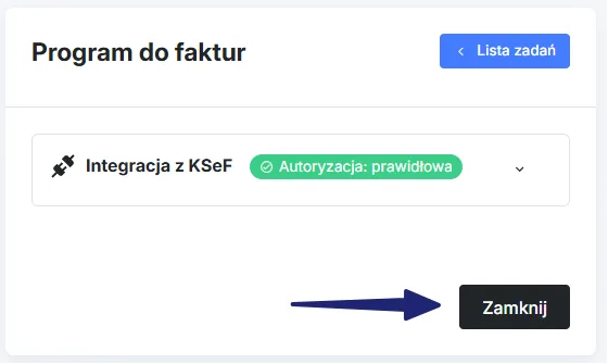 Integracja z KSeF - zakończenie zadania