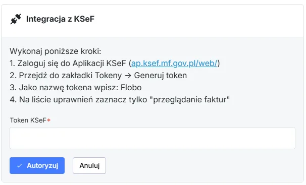 Integracja z KSeF  - podanie tokena