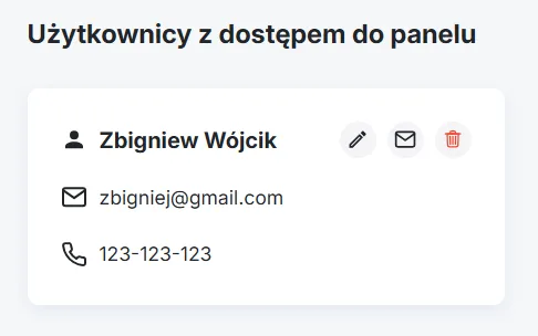 Karta z danymi płatnika