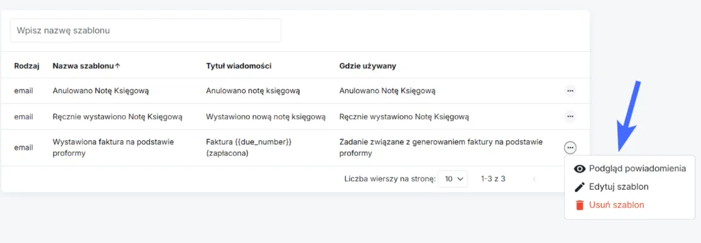 Menu kontekstowe powiadomienia - przycisk Podgląd powiadomienia
