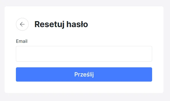Odzyskiwanie hasła – podanie adresu e-mail, na który zostało założone konto