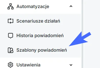 Menu - szablony powiadomień