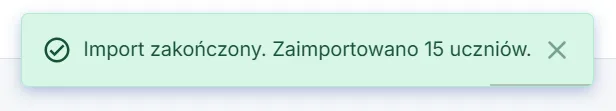 Informacja o udanym imporcie uczniów