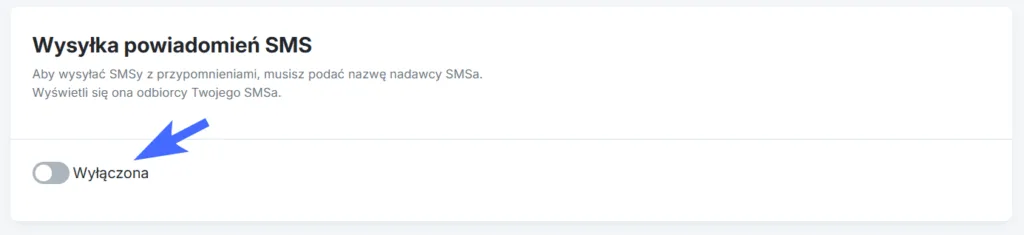 Włącznie wysyłki powiadomień SMS