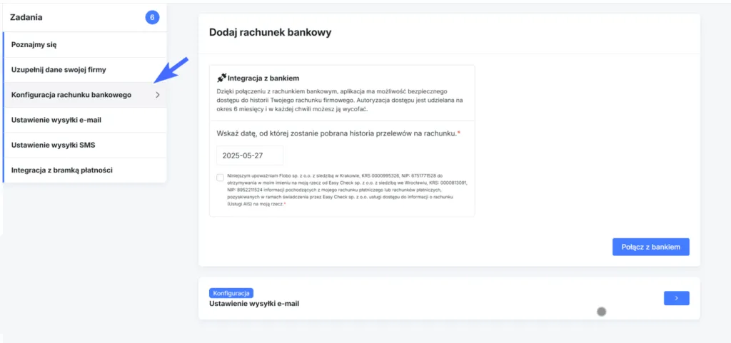 Zadanie Konfiguracja rachunku bankowego
