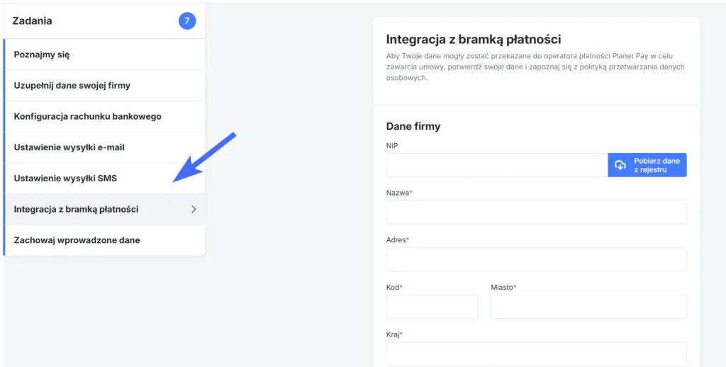 Zadanie Integracja z bramką płatności